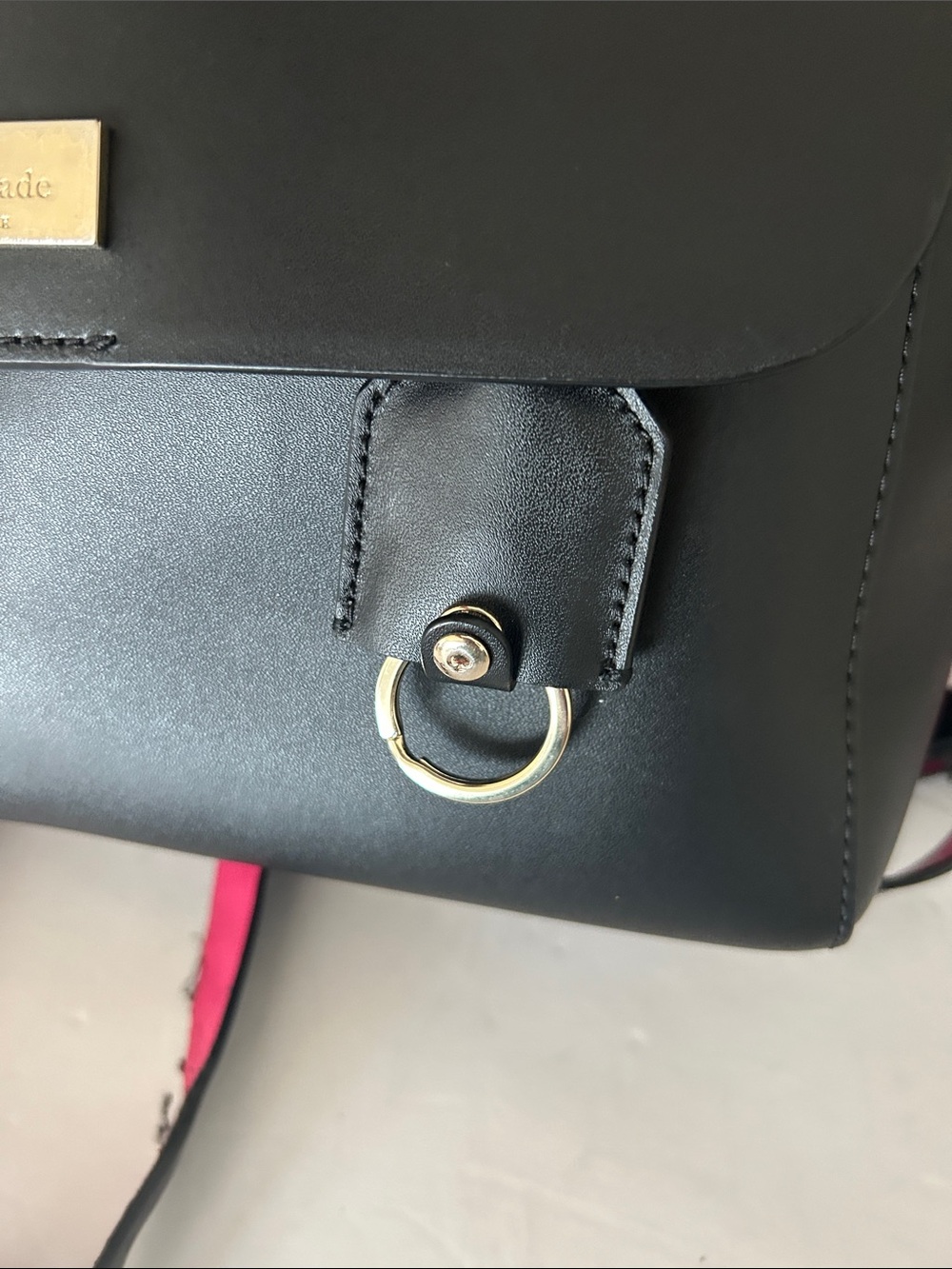 kate spade Black Leather Backpack with Pink Strap Accents - Picture 5 of 17